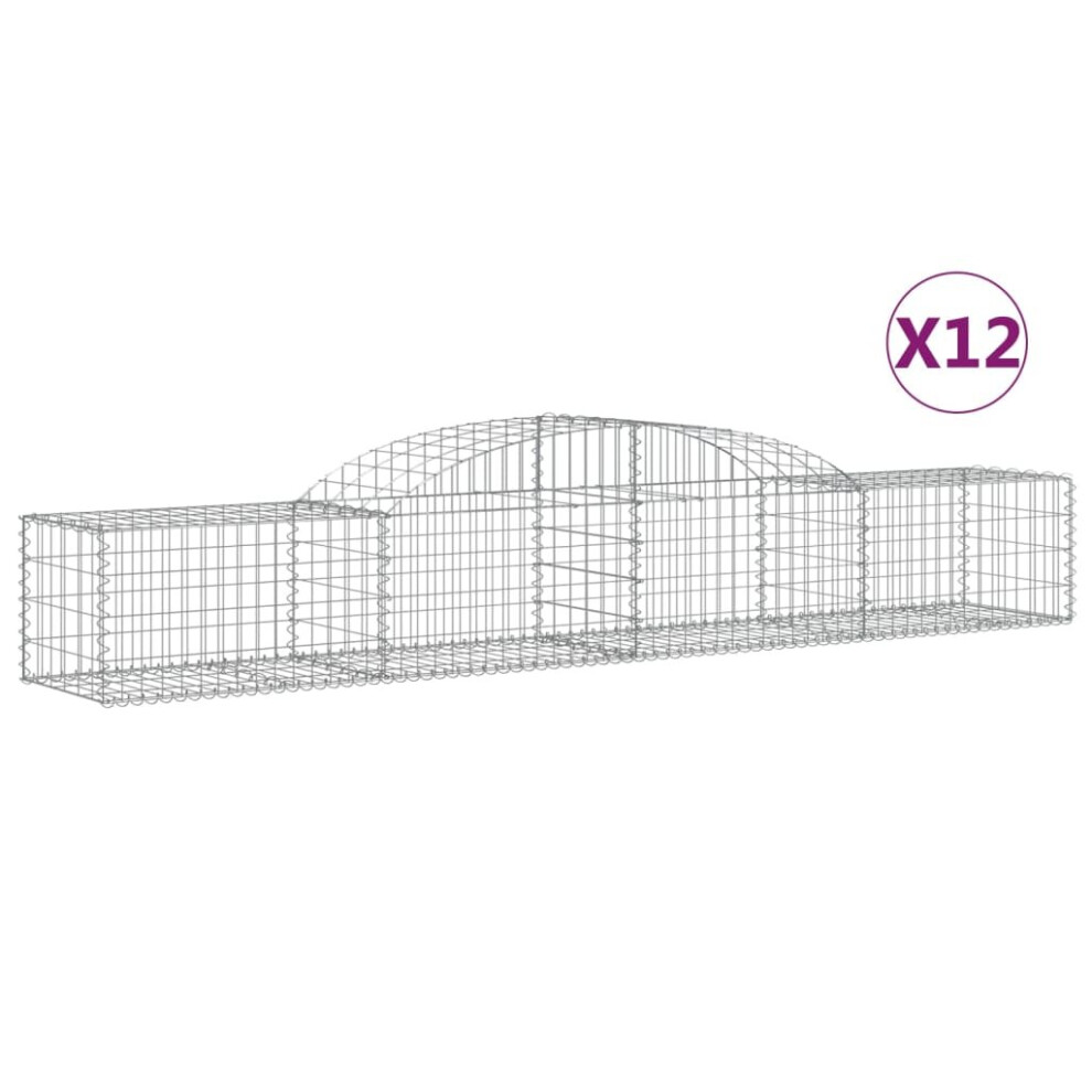 (300 x 50 x 40/60 cm/ 12 pcs) vidaXL Arched Gabion Basket Stone Basket Gabion Retaining Wall Galvanised Iron