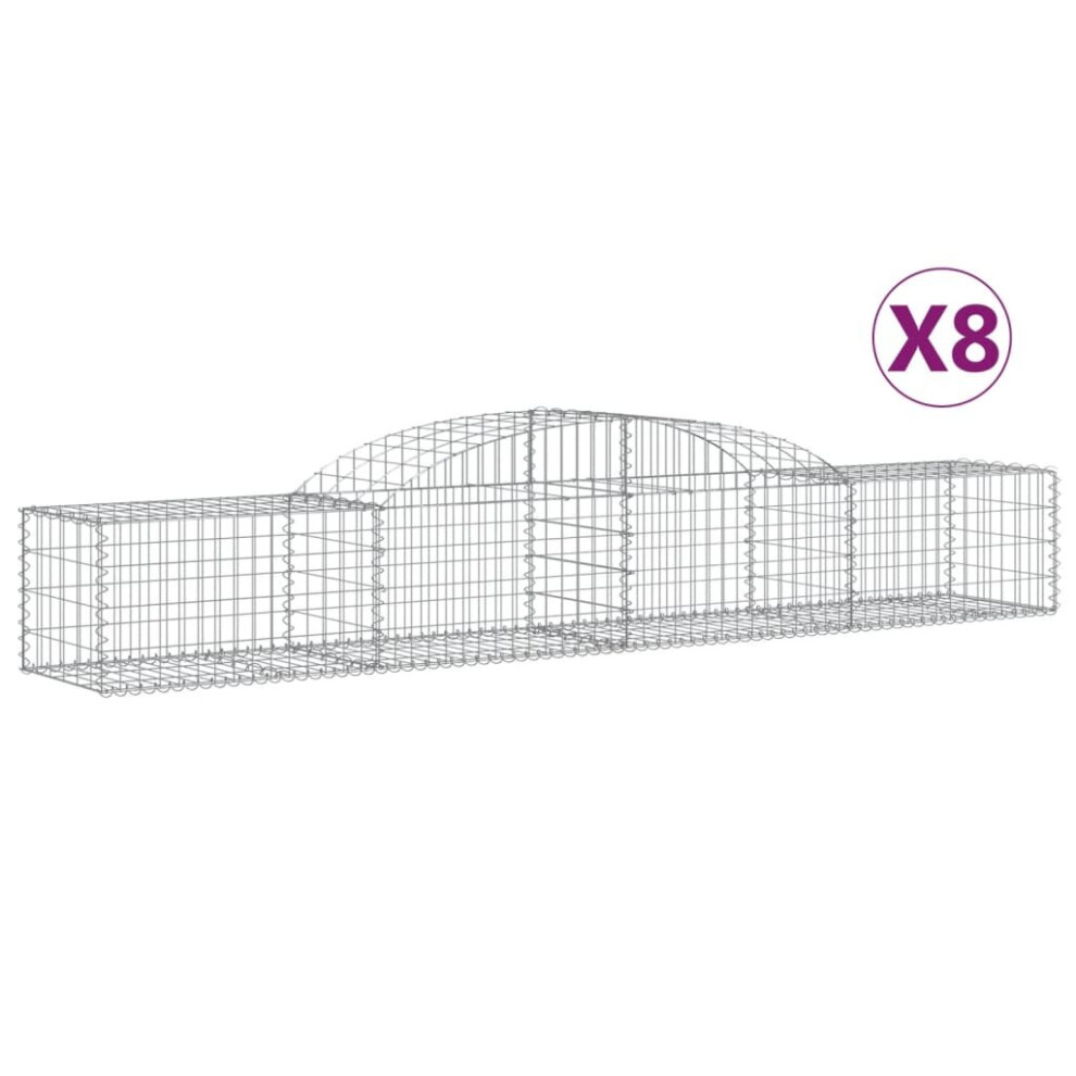 (300 x 50 x 40/60 cm/ 8 pcs) vidaXL Arched Gabion Basket Stone Basket Gabion Retaining Wall Galvanised Iron