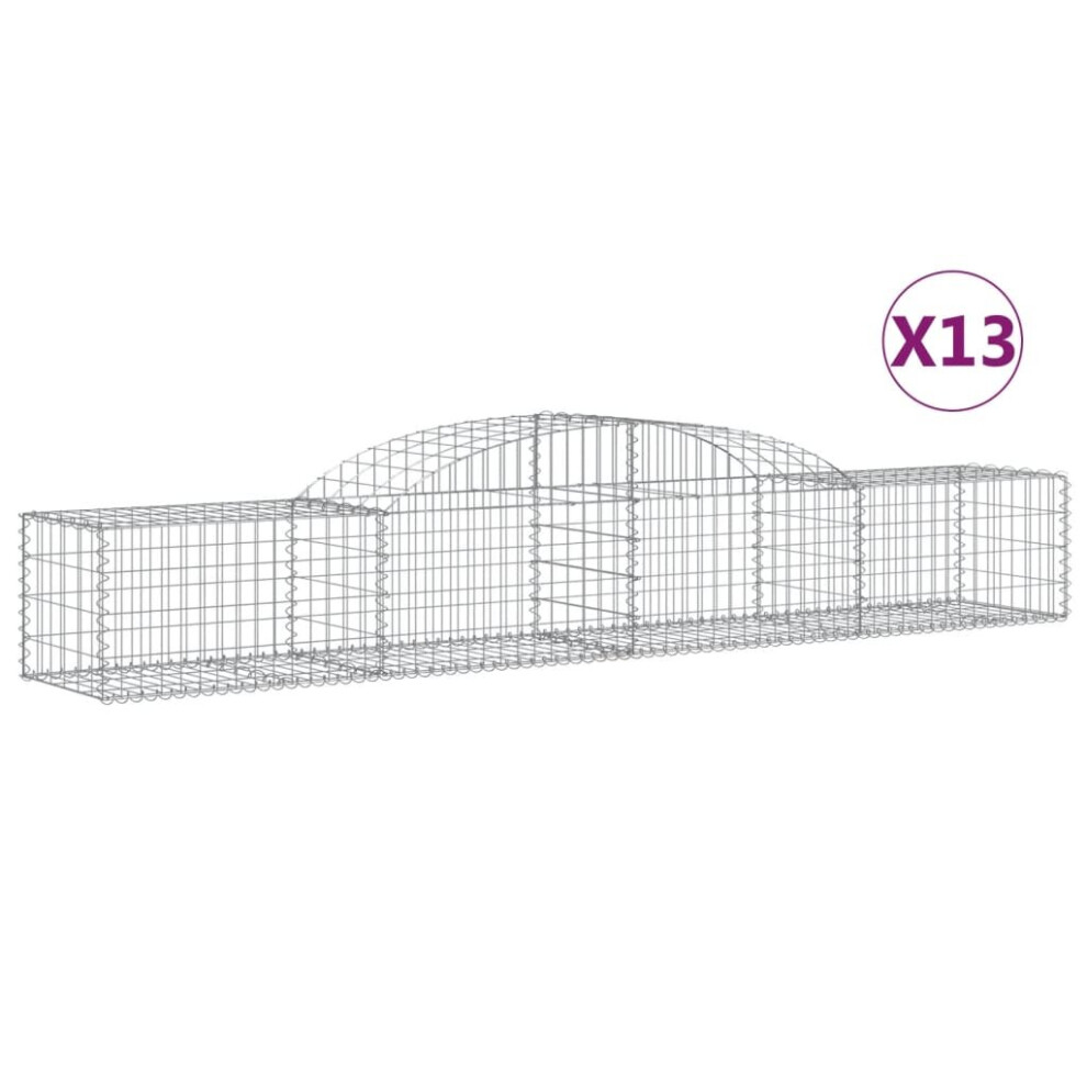 (300 x 50 x 40/60 cm/ 13 pcs) vidaXL Arched Gabion Basket Stone Basket Gabion Retaining Wall Galvanised Iron