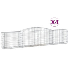 (400 x 50 x 80/100 cm/ 4 pcs) vidaXL Arched Gabion Basket Stone Basket Gabion Retaining Wall Galvanised Iron