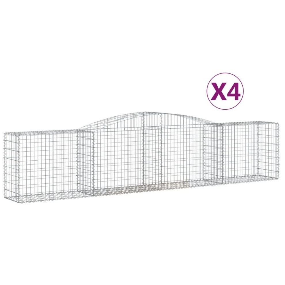 Vidaxl (400 X 50 X 80/100 Cm/ 4 Pcs) Arched Gabion Basket Stone Basket Gabion Retaining Wall Galvanised Iron