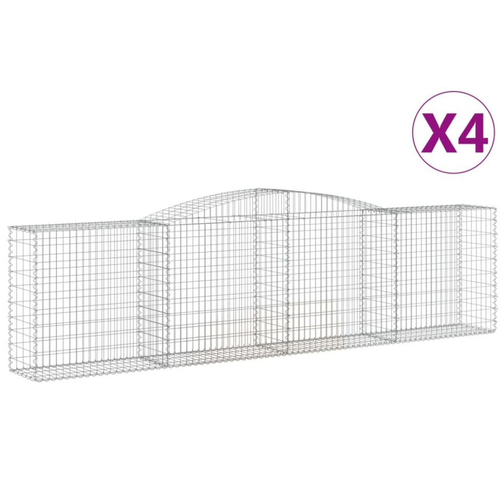 Vidaxl (400 X 50 X 100/120 Cm/ 4 Pcs) Arched Gabion Basket Stone Basket Gabion Retaining Wall Galvanised Iron