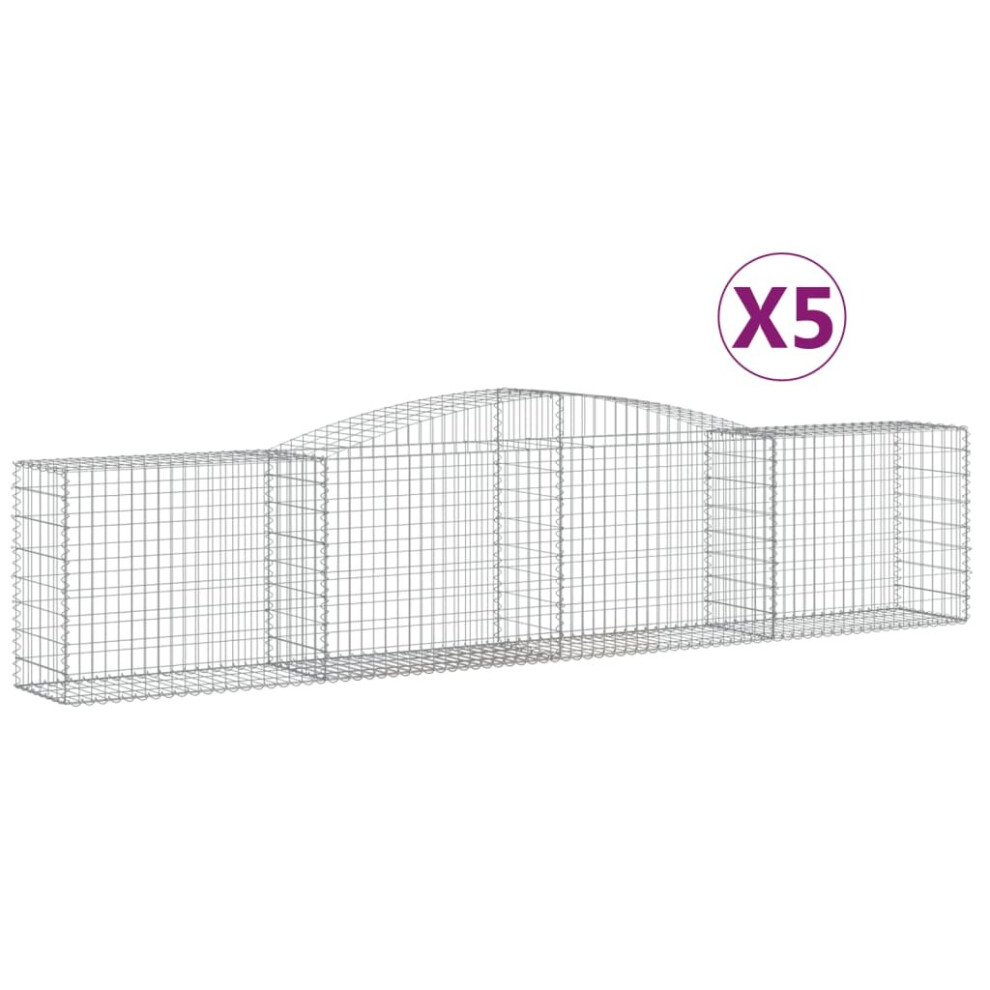 Vidaxl (400 X 50 X 80/100 Cm/ 5 Pcs) Arched Gabion Basket Stone Basket Gabion Retaining Wall Galvanised Iron