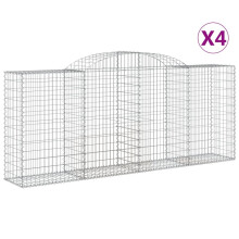 (300 x 50 x 120/140 cm/ 4 pcs) vidaXL Arched Gabion Basket Stone Basket Gabion Retaining Wall Galvanised Iron