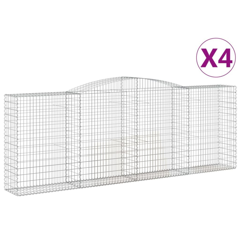 Vidaxl (400 X 50 X 140/160 Cm/ 4 Pcs) Arched Gabion Basket Stone Basket Gabion Retaining Wall Galvanised Iron