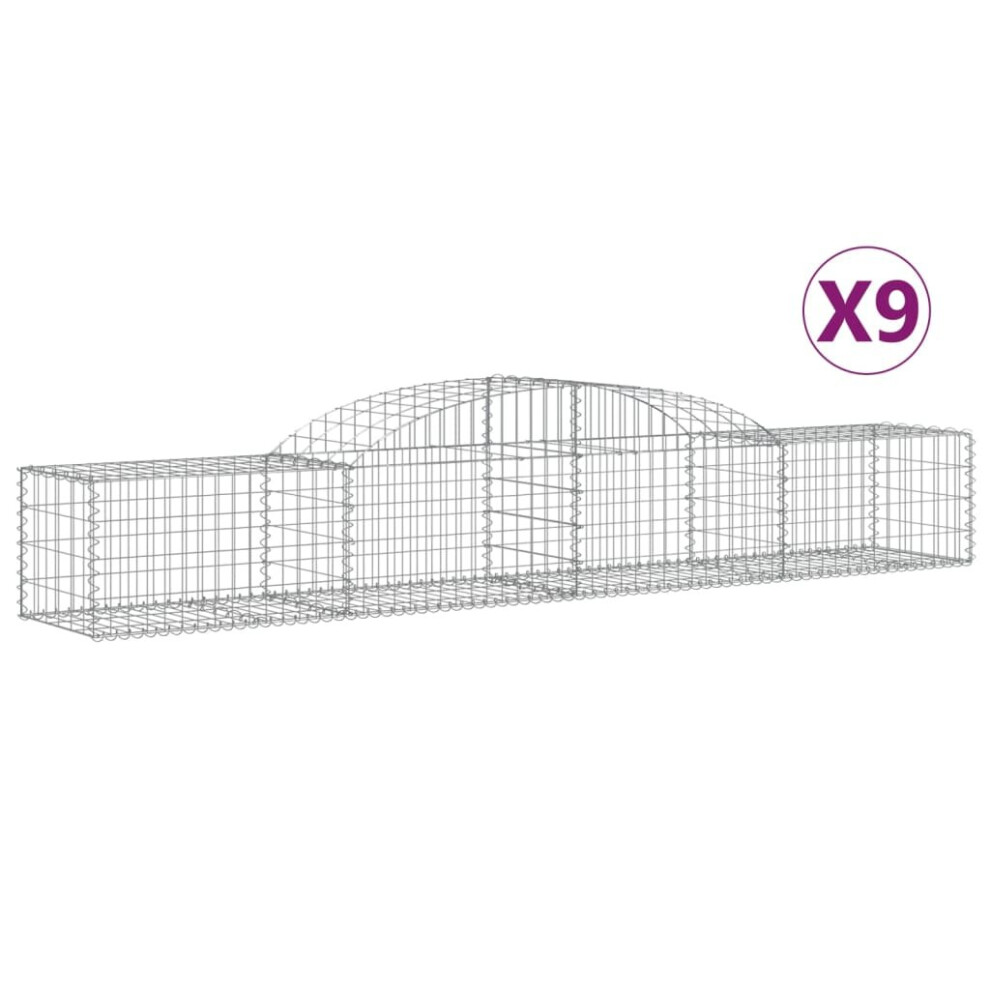 Vidaxl (300 X 50 X 40/60 Cm/ 9 Pcs) Arched Gabion Basket Stone Basket Gabion Retaining Wall Galvanised Iron