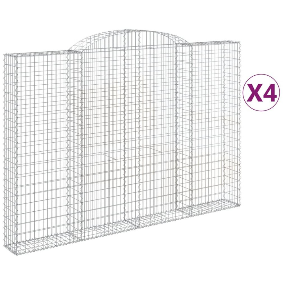 Vidaxl (300 X 30 X 200/220 Cm/ 4 Pcs) Arched Gabion Basket Stone Basket Gabion Retaining Wall Galvanised Iron