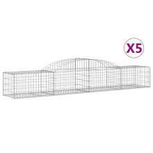 (300 x 50 x 40/60 cm/ 5 pcs) vidaXL Arched Gabion Basket Stone Basket Gabion Retaining Wall Galvanised Iron