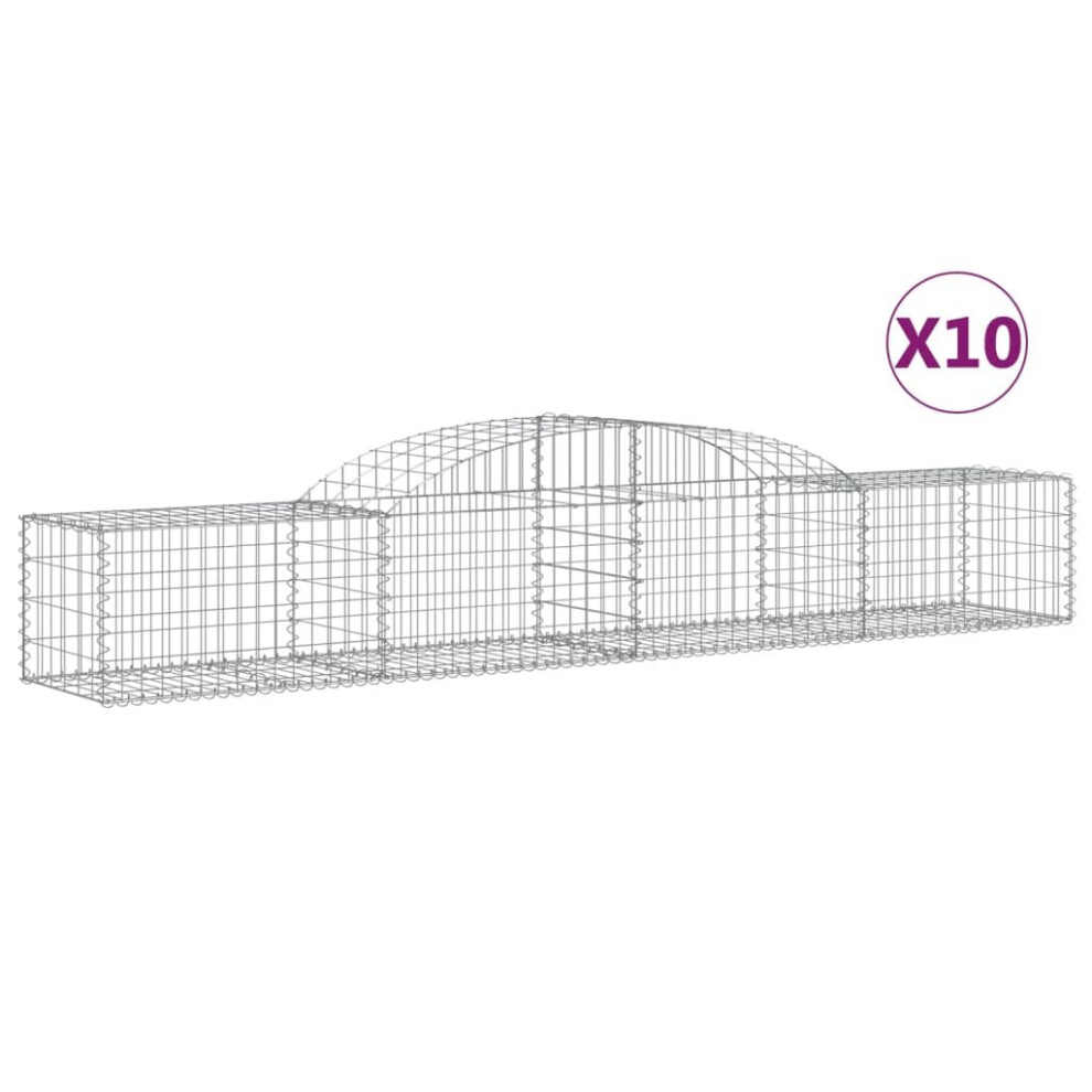 (300 x 50 x 40/60 cm/ 10 pcs) vidaXL Arched Gabion Basket Stone Basket Gabion Retaining Wall Galvanised Iron