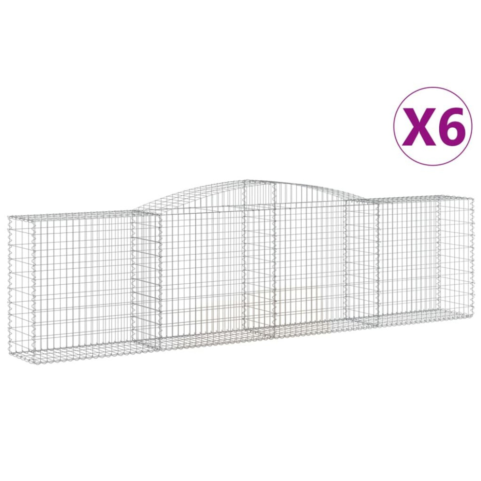 Vidaxl (400 X 50 X 100/120 Cm/ 6 Pcs) Arched Gabion Basket Stone Basket Gabion Retaining Wall Galvanised Iron