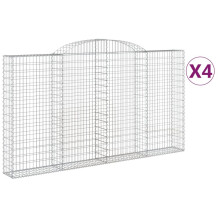 (300 x 30 x 160/180 cm/ 4 pcs) vidaXL Arched Gabion Basket Stone Basket Gabion Retaining Wall Galvanised Iron