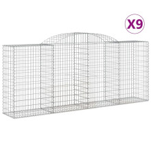 (300 x 50 x 120/140 cm/ 9 pcs) vidaXL Arched Gabion Basket Stone Basket Gabion Retaining Wall Galvanised Iron