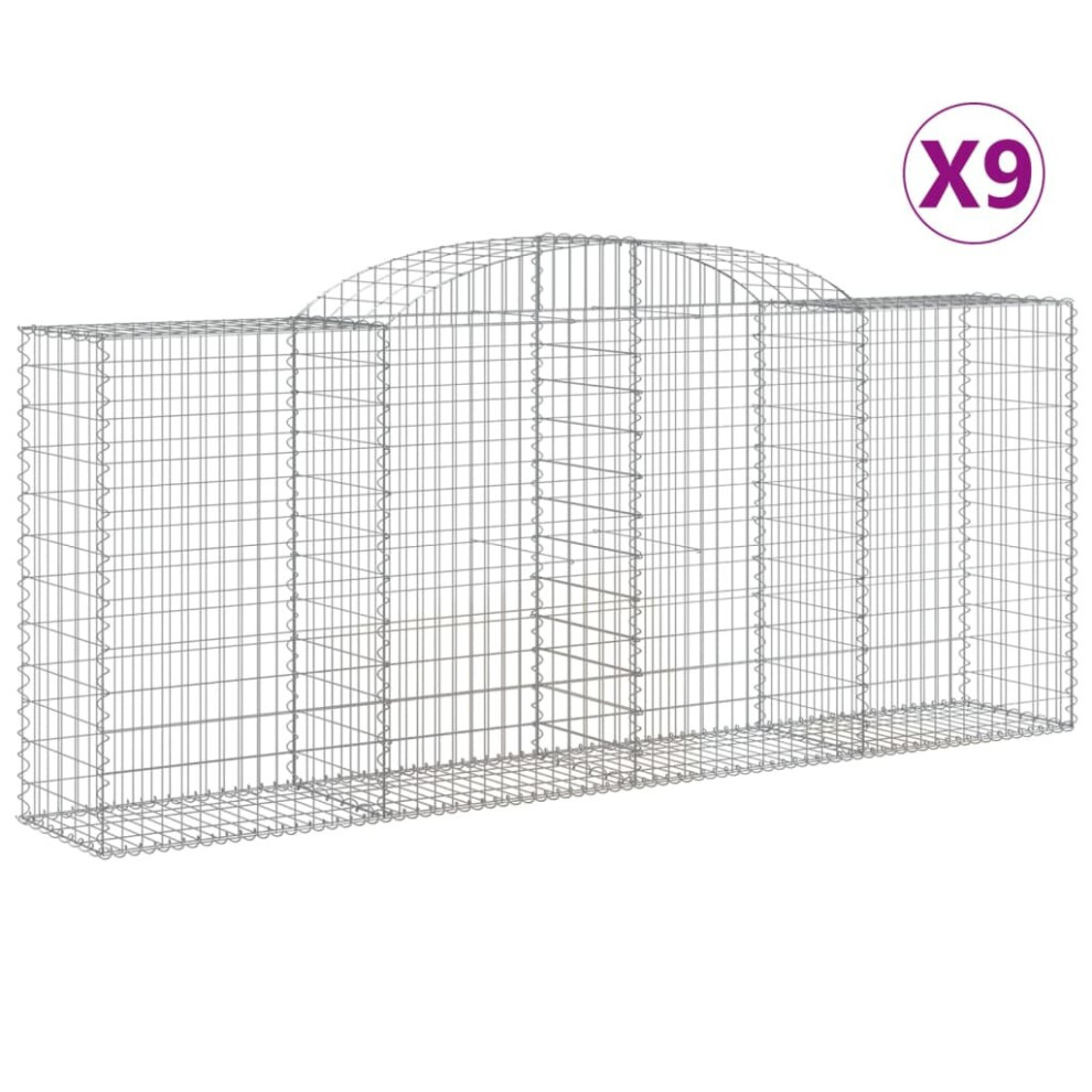 (300 x 50 x 120/140 cm/ 9 pcs) vidaXL Arched Gabion Basket Stone Basket Gabion Retaining Wall Galvanised Iron