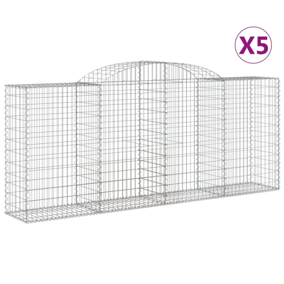 Vidaxl (300 X 50 X 120/140 Cm/ 5 Pcs) Arched Gabion Basket Stone Basket Gabion Retaining Wall Galvanised Iron