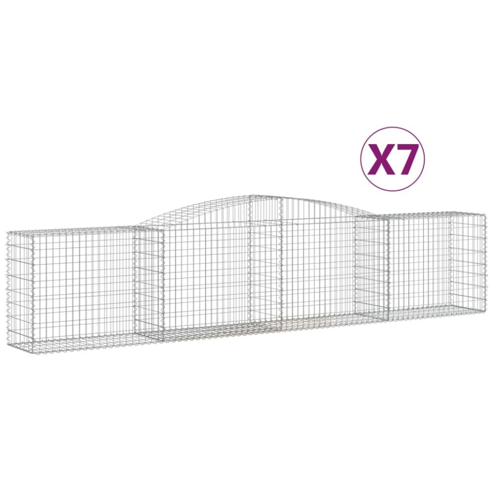 Vidaxl (400 X 50 X 80/100 Cm/ 7 Pcs) Arched Gabion Basket Stone Basket Gabion Retaining Wall Galvanised Iron