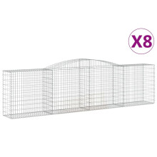 (400 x 50 x 100/120 cm/ 8 pcs) vidaXL Arched Gabion Basket Stone Basket Gabion Retaining Wall Galvanised Iron