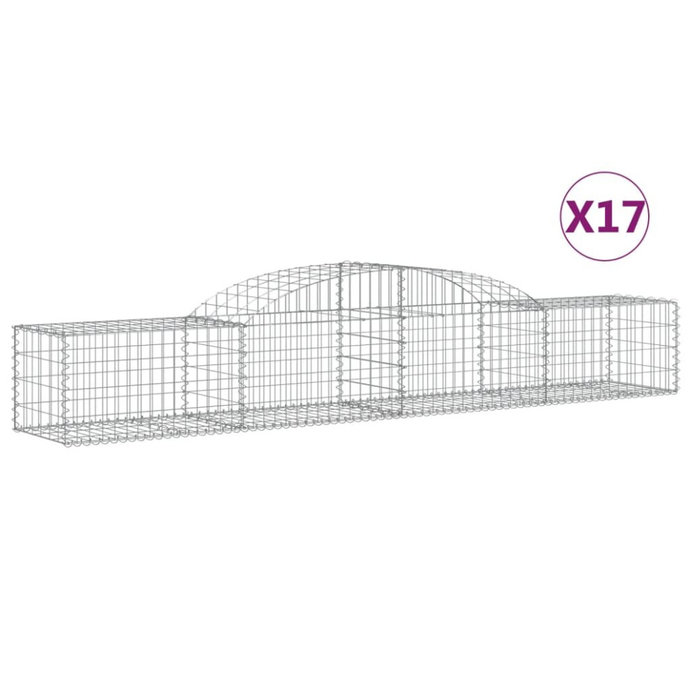Vidaxl (300 X 50 X 40/60 Cm/ 17 Pcs) Arched Gabion Basket Stone Basket Gabion Retaining Wall Galvanised Iron