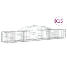 (300 x 50 x 40/60 cm/ 15 pcs) vidaXL Arched Gabion Basket Stone Basket Gabion Retaining Wall Galvanised Iron