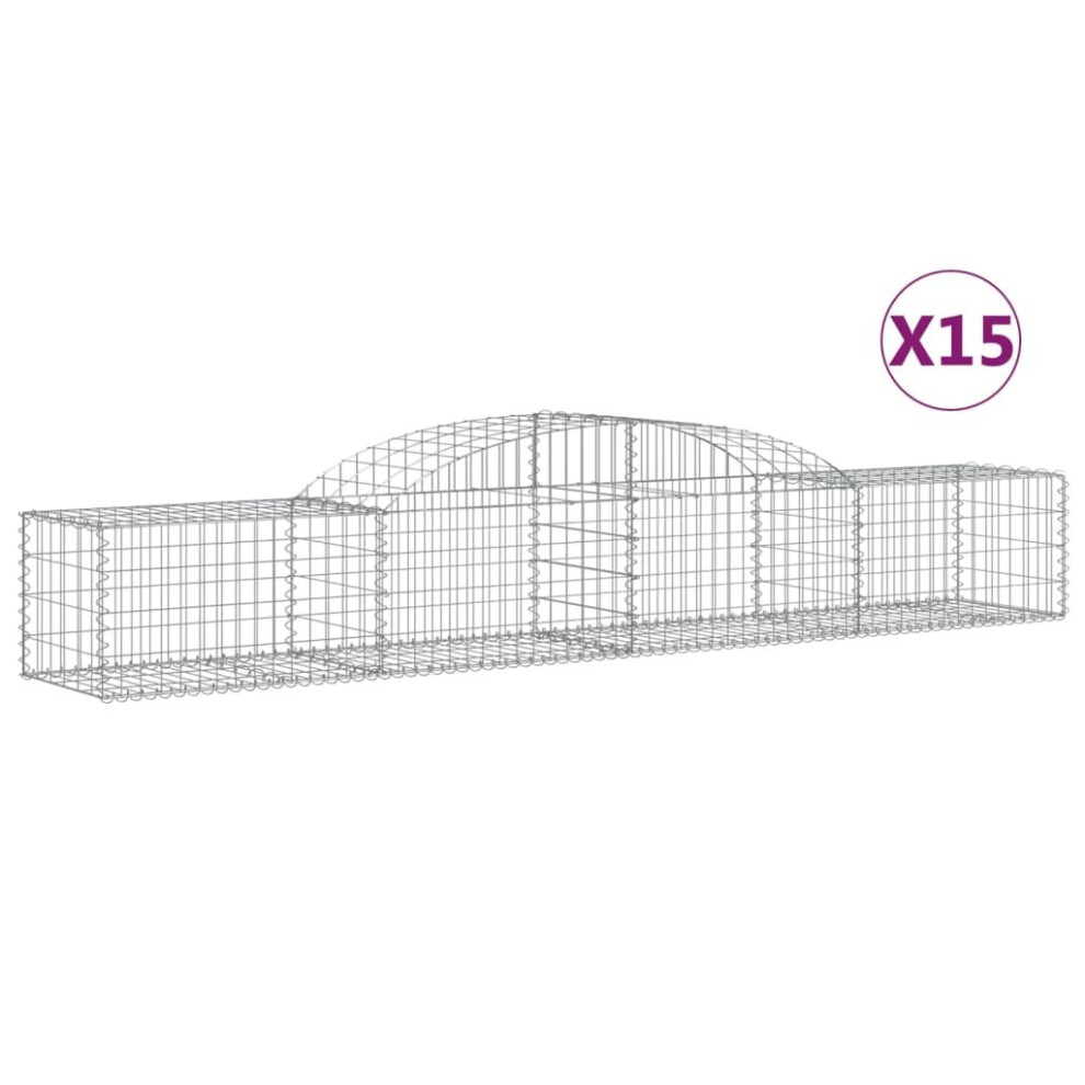 (300 x 50 x 40/60 cm/ 15 pcs) vidaXL Arched Gabion Basket Stone Basket Gabion Retaining Wall Galvanised Iron