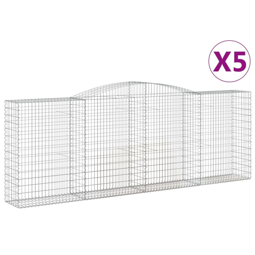 Vidaxl (400 X 50 X 140/160 Cm/ 5 Pcs) Arched Gabion Basket Stone Basket Gabion Retaining Wall Galvanised Iron