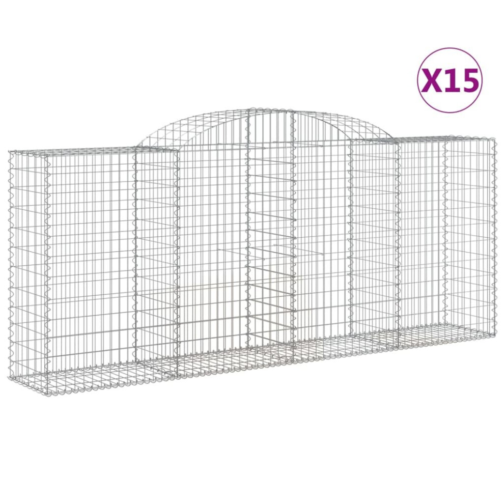 (300 x 50 x 120/140 cm/ 15 pcs) vidaXL Arched Gabion Basket Stone Basket Gabion Retaining Wall Galvanised Iron