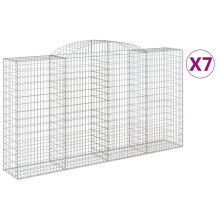 (300 x 50 x 160/180 cm/ 7 pcs) vidaXL Arched Gabion Basket Stone Basket Gabion Retaining Wall Galvanised Iron