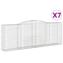 (400 x 50 x 140/160 cm/ 7 pcs) vidaXL Arched Gabion Basket Stone Basket Gabion Retaining Wall Galvanised Iron
