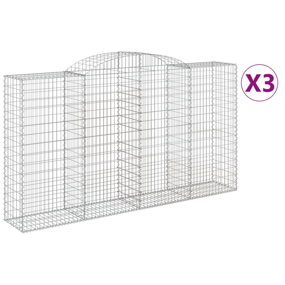 Vidaxl (300 X 50 X 160/180 Cm/ 3 Pcs) Arched Gabion Basket Stone Basket Gabion Retaining Wall Galvanised Iron