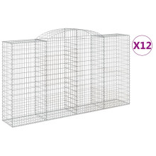 (300 x 50 x 160/180 cm/ 12 pcs) vidaXL Arched Gabion Basket Stone Basket Gabion Retaining Wall Galvanised Iron