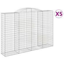 (300 x 50 x 200/220 cm/ 5 pcs) vidaXL Arched Gabion Basket Stone Basket Gabion Retaining Wall Galvanised Iron