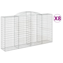 (300 x 50 x 160/180 cm/ 8 pcs) vidaXL Arched Gabion Basket Stone Basket Gabion Retaining Wall Galvanised Iron