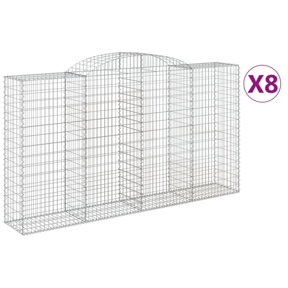 (300 X 50 X 160/180 cm/ 8 pcs) vidaXL Arched Gabion Basket Stone Basket Gabion Retaining Wall Galvanised Iron