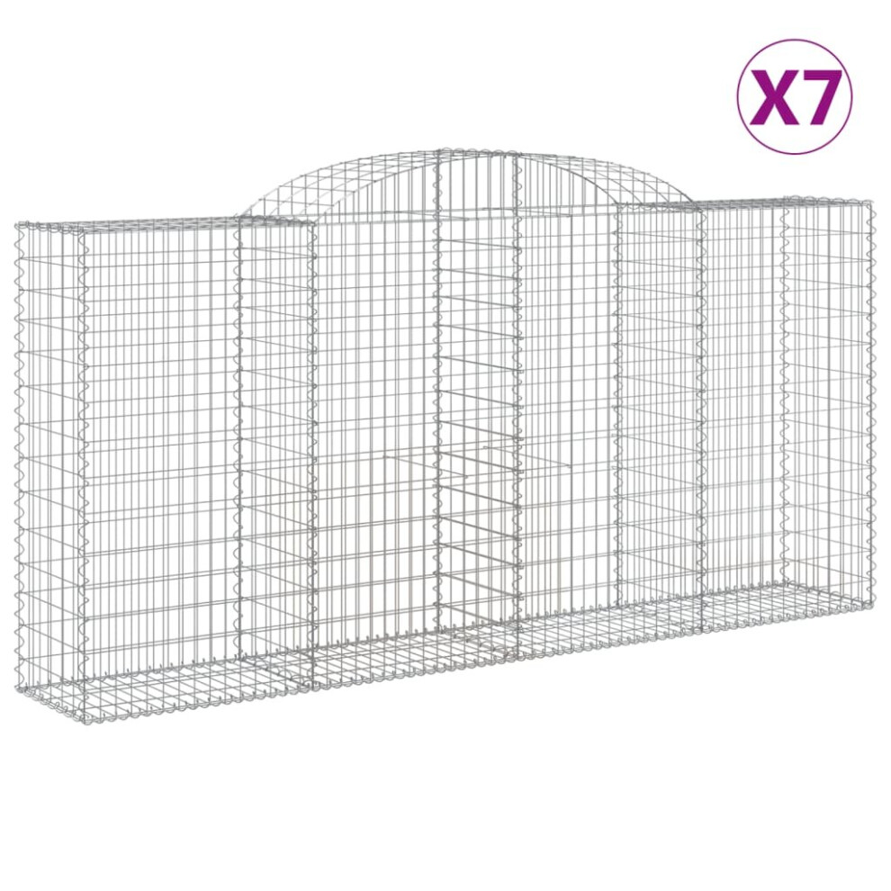 Vidaxl (300 X 50 X 140/160 Cm/ 7 Pcs) Arched Gabion Basket Stone Basket Gabion Retaining Wall Galvanised Iron