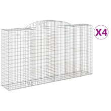 (300 x 50 x 160/180 cm/ 4 pcs) vidaXL Arched Gabion Basket Stone Basket Gabion Retaining Wall Galvanised Iron