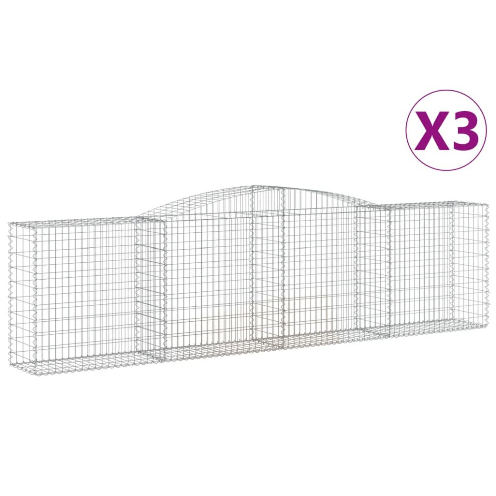 Vidaxl (400 X 50 X 100/120 Cm/ 3 Pcs) Arched Gabion Basket Stone Basket Gabion Retaining Wall Galvanised Iron