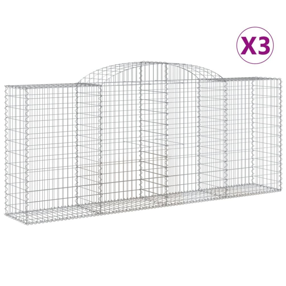 Vidaxl (300 X 50 X 120/140 Cm/ 3 Pcs) Arched Gabion Basket Stone Basket Gabion Retaining Wall Galvanised Iron