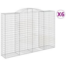 (300 x 50 x 200/220 cm/ 6 pcs) vidaXL Arched Gabion Basket Stone Basket Gabion Retaining Wall Galvanised Iron