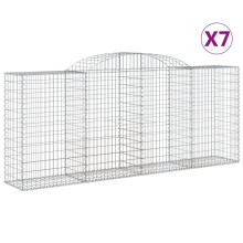 (300 x 50 x 120/140 cm/ 7 pcs) vidaXL Arched Gabion Basket Stone Basket Gabion Retaining Wall Galvanised Iron