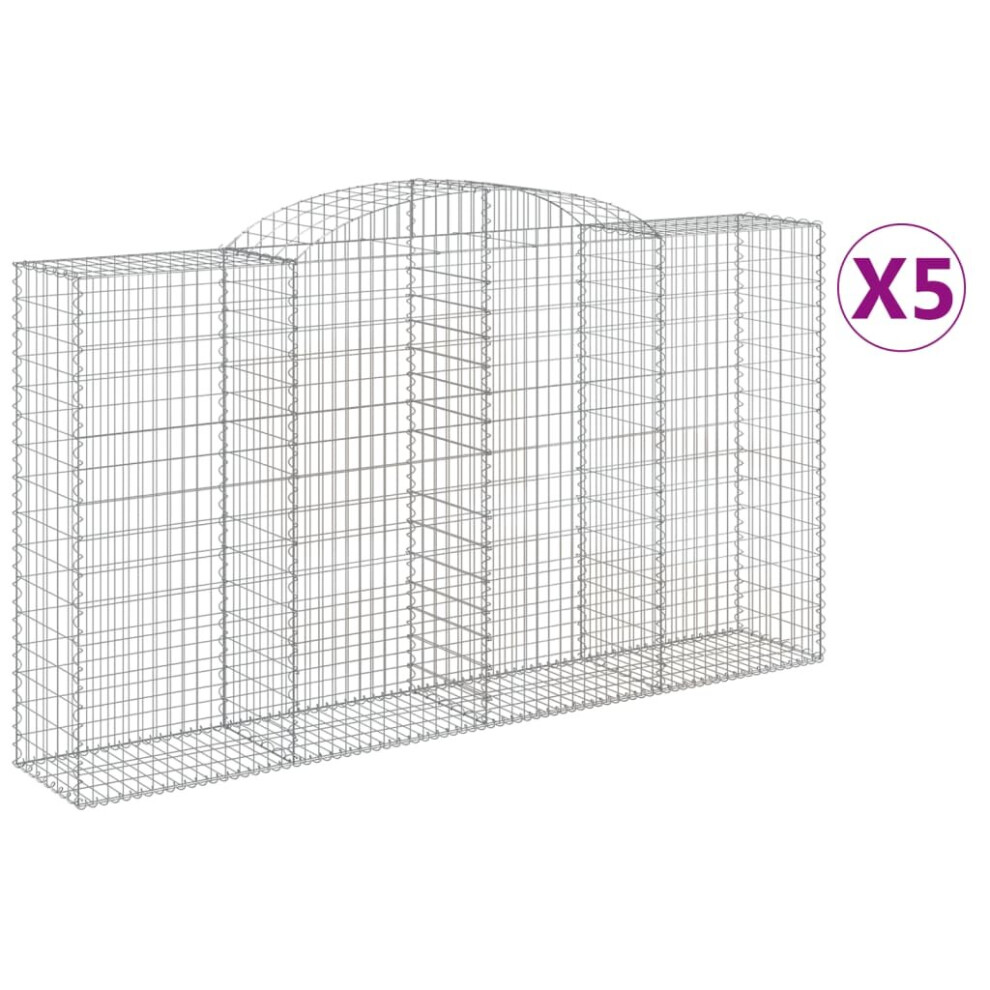 Vidaxl (300 X 50 X 160/180 Cm/ 5 Pcs) Arched Gabion Basket Stone Basket Gabion Retaining Wall Galvanised Iron