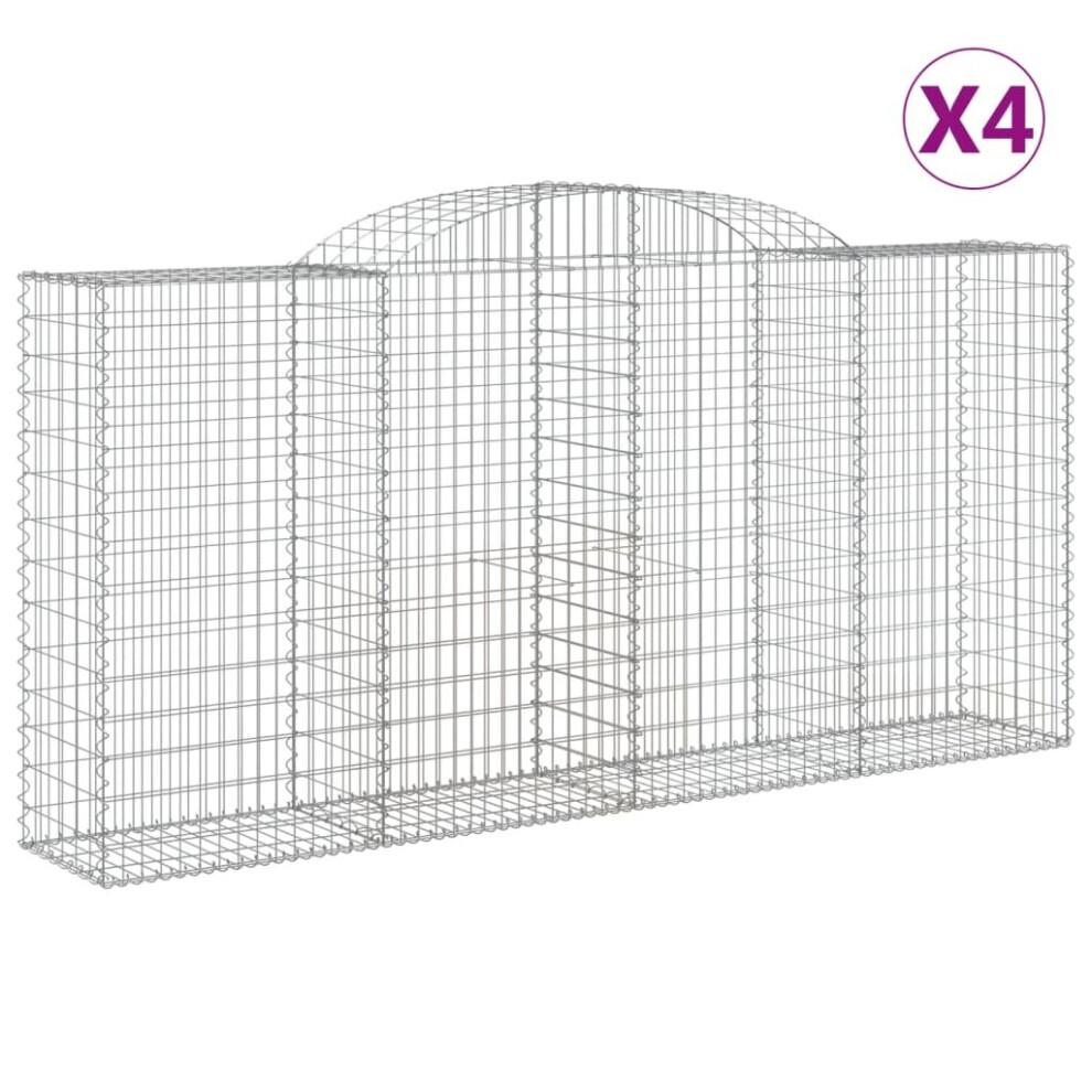 Vidaxl (300 X 50 X 140/160 Cm/ 4 Pcs) Arched Gabion Basket Stone Basket Gabion Retaining Wall Galvanised Iron