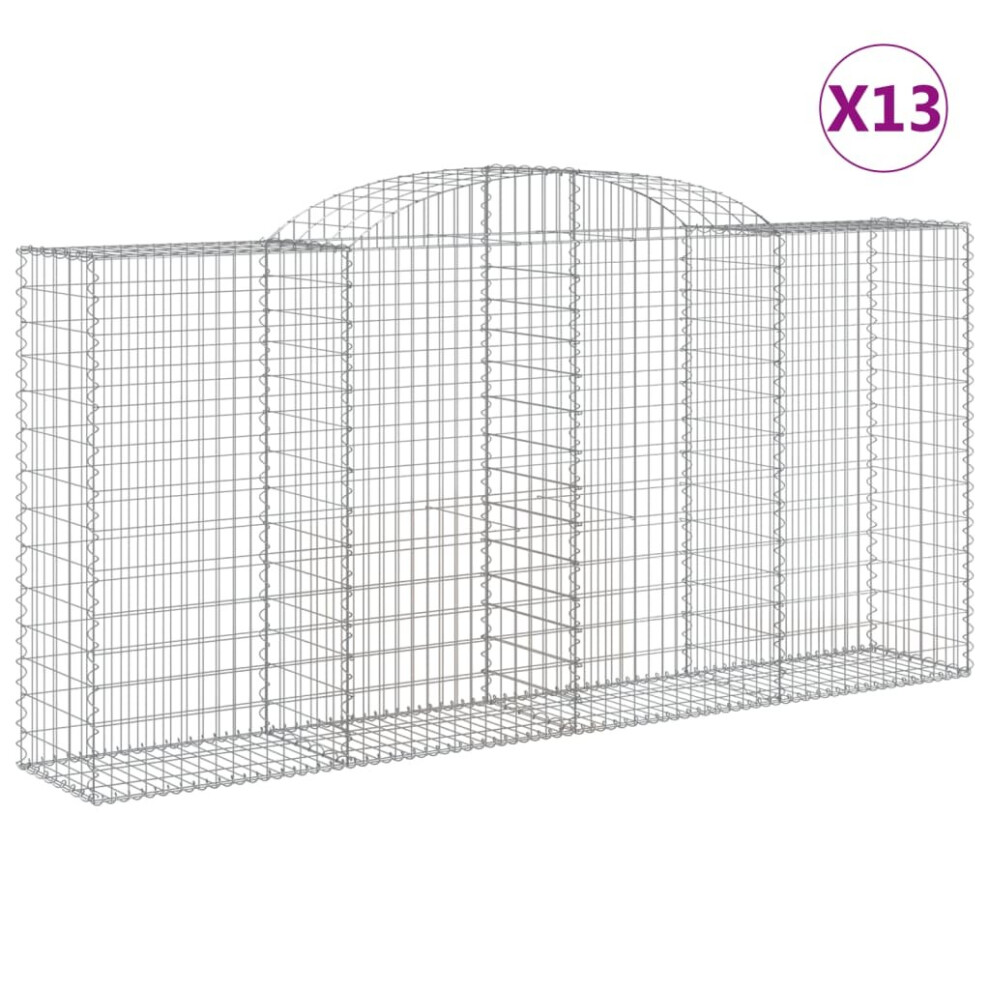 (300 x 50 x 140/160 cm/ 13 pcs) vidaXL Arched Gabion Basket Stone Basket Gabion Retaining Wall Galvanised Iron