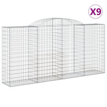 (300 x 50 x 140/160 cm/ 9 pcs) vidaXL Arched Gabion Basket Stone Basket Gabion Retaining Wall Galvanised Iron