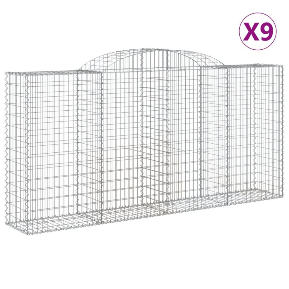 Vidaxl (300 X 50 X 140/160 Cm/ 9 Pcs) Arched Gabion Basket Stone Basket Gabion Retaining Wall Galvanised Iron