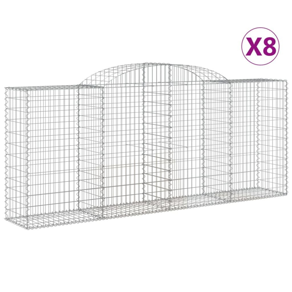 (300 x 50 x 120/140 cm/ 8 pcs) vidaXL Arched Gabion Basket Stone Basket Gabion Retaining Wall Galvanised Iron