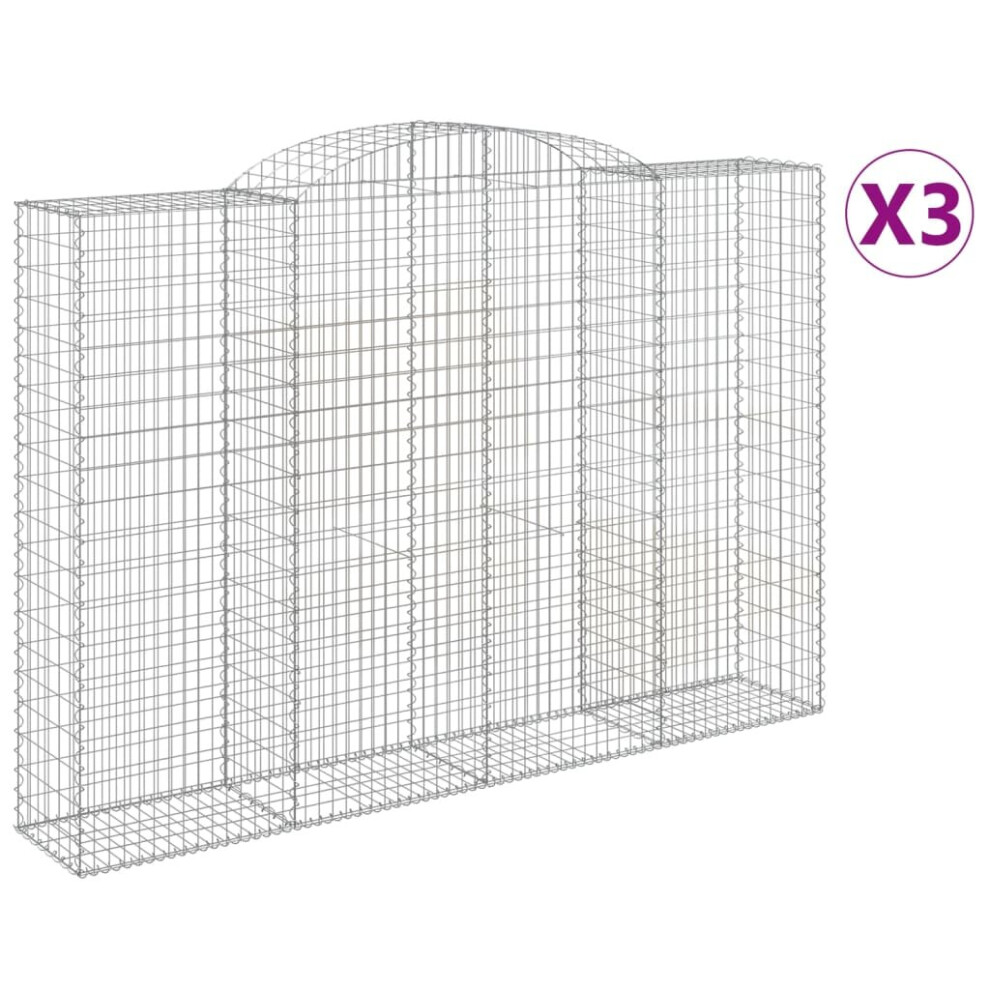 (300 x 50 x 200/220 cm/ 3 pcs) vidaXL Arched Gabion Basket Stone Basket Gabion Retaining Wall Galvanised Iron