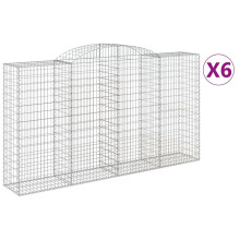 (300 x 50 x 160/180 cm/ 6 pcs) vidaXL Arched Gabion Basket Stone Basket Gabion Retaining Wall Galvanised Iron