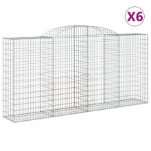 (300 x 50 x 140/160 cm/ 6 pcs) vidaXL Arched Gabion Basket Stone Basket Gabion Retaining Wall Galvanised Iron