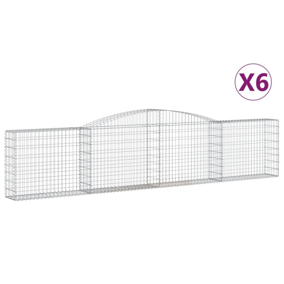 Vidaxl (400 X 30 X 80/100 Cm/ 6 Pcs) Arched Gabion Basket Stone Basket Gabion Retaining Wall Galvanised Iron