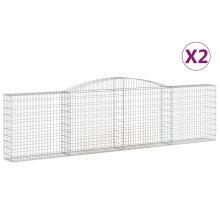 vidaXL Gabionen mit Hochbogen 2 Stk. 400x30x100/120cm Verzinktes Eisen