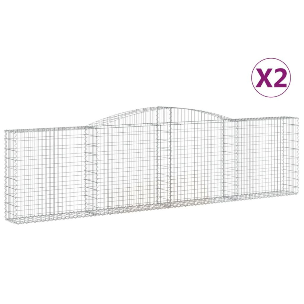 Vidaxl (400 X 30 X 100/120 Cm/ 2 Pcs) Arched Gabion Basket Stone Basket Gabion Retaining Wall Galvanised Iron